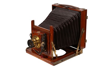 Lot 7 - Thornton & Pickard Wood & Brass Half Plate Field Camera with tripod and another folding camera