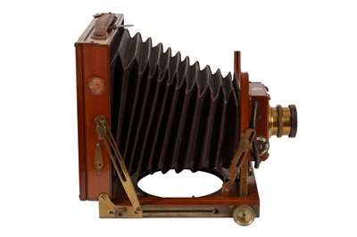 Lot 7 - Thornton & Pickard Wood & Brass Half Plate Field Camera with tripod and another folding camera