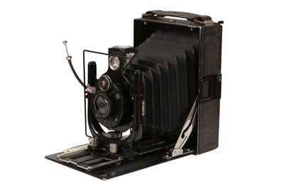 Lot 7 - Thornton & Pickard Wood & Brass Half Plate Field Camera with tripod and another folding camera