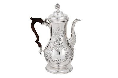 Lot 634 - A George III Irish provincial silver coffee pot, Cork circa 1760 by John Nicholson (active 1756-1824)