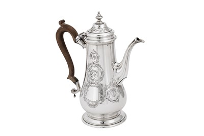 Lot 634 - A George III Irish provincial silver coffee pot, Cork circa 1760 by John Nicholson (active 1756-1824)