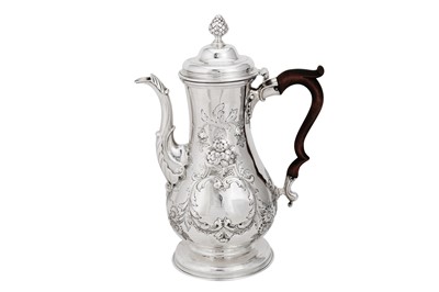 Lot 634 - A George III Irish provincial silver coffee pot, Cork circa 1760 by John Nicholson (active 1756-1824)