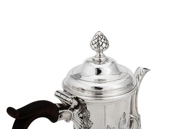 Lot 634 - A George III Irish provincial silver coffee pot, Cork circa 1760 by John Nicholson (active 1756-1824)