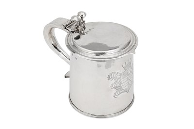 Lot 729 - A large and fine Charles II sterling silver tankard, London 1677 by Arthur Manwaring (free 1643, d.1678)