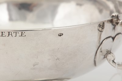 Lot 476 - A Louis XVI late 18th century French provincial silver twin handled cup (coupe à deux anses), Burgundy region circa 1780