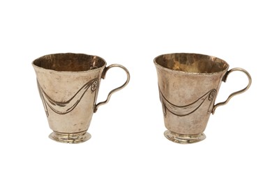 Lot 1191 - TWO MID TO LATE 18TH CENTURY BALTIC OR RUSSIAN PROVINCIAL CHARKA CUPS, CIRCA 1760-80