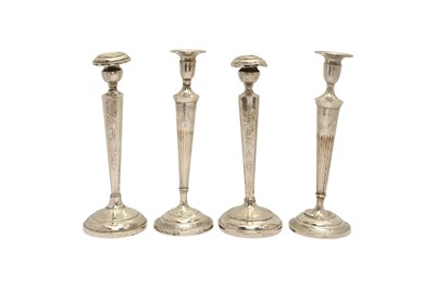 Lot 1186 - TWO PAIRS OF 20TH CENTURY AMERICAN FILLED SILVER CANDLESTICKS