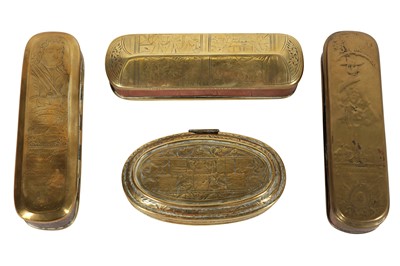 Lot 192 - GROUP OF BRASS SNUFF BOXES