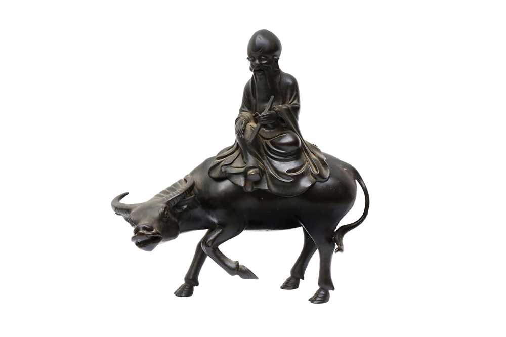 Lot 339 - A CHINESE BRONZE CENSER OF LAOZI RIDING A BUFFALO