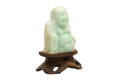 Lot 890 - CARVED STONE THREE WISE MONKEYS AND JADE BUDDHA