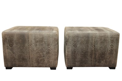 Lot 317 - A PAIR OF CONTEMPORARY LEATHER OTTOMAN STOOLS