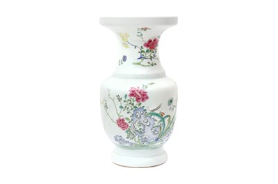 Lot 256 - A CHINESE FAMILLE-ROSE 'PEONIES' BALUSTER VASE