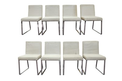Lot 589 - A SET OF EIGHT 1970S STYLE DINING CHAIRS