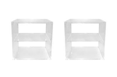 Lot 738 - A PAIR OF CONTEMPORARY LUCITE SIDE TABLES