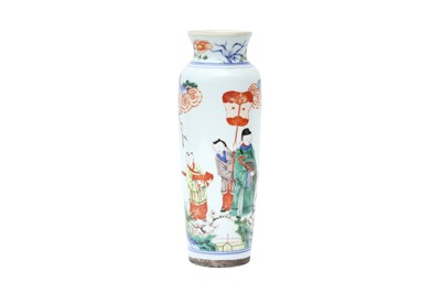Lot 252 - A CHINESE WUCAI SLEEVE VASE