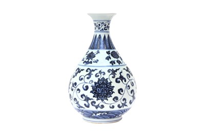 Lot 978 - A CHINESE BLUE AND WHITE 'LOTUS SCROLL' VASE, YUHUCHUNPING