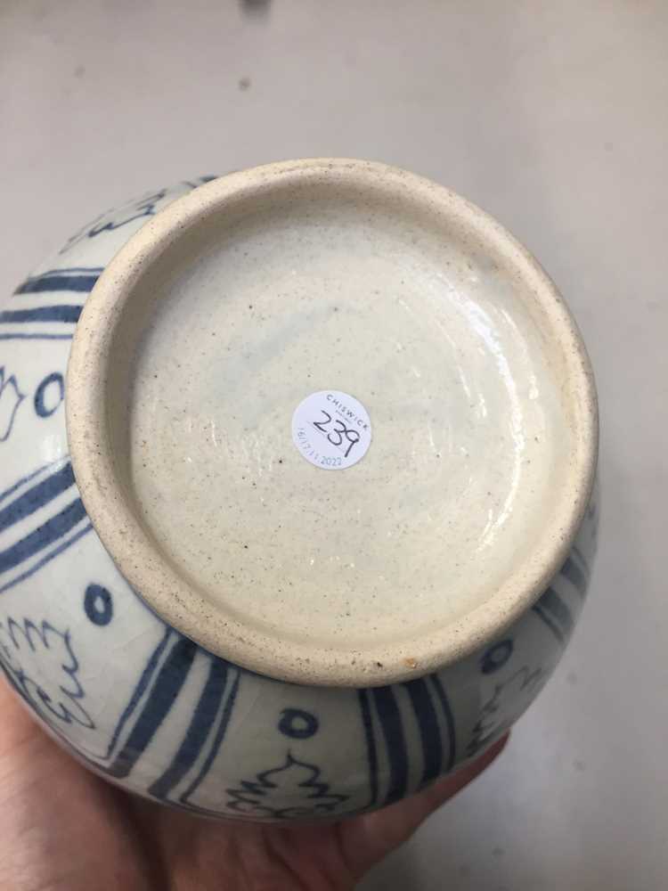 Lot 239 A CHINESE BLUE AND WHITE 'MELONS' VASE,