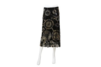 Lot 625 - Valentino Black Mesh Embellished Skirt - Size 12