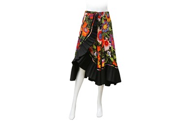 Lot 405 - Victor & Rolf Black Floral Print Flamenco Skirt - Size 42