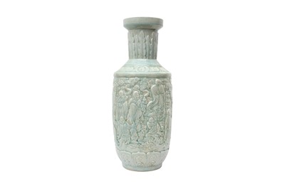 Lot 529 - A LARGE CHINESE CELADON-GLAZED 'EIGHTEEN LUOHANS' VASE