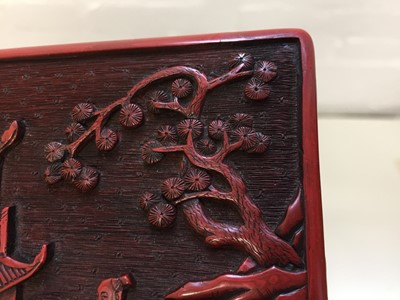 Lot 69 - A CHINESE CINNABAR LACQUER TIERED BOX AND COVER
