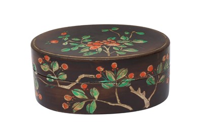 Lot 72 - A CHINESE COROMANDEL LACQUER OVAL BOX AND COVER