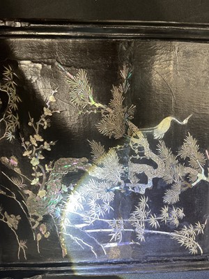 Lot 66 - A CHINESE MOTHER-OF-PEARL INLAID TABLE SCREEN
