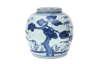 Lot 528 - A LARGE CHINESE BLUE AND WHITE 'THREE FRIENDS OF WINTER' JAR