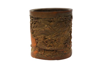 Lot 492 - A CHINESE BAMBOO BRUSH POT, BITONG