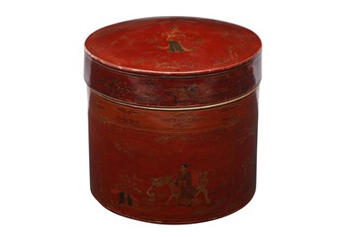 Lot 64 - A CHINESE 'MIAOQI' POLYCHROME LACQUER COSMETIC BOX AND COVER