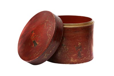 Lot 64 - A CHINESE 'MIAOQI' POLYCHROME LACQUER COSMETIC BOX AND COVER