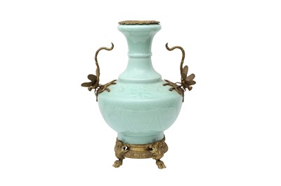 Lot 537 - A CHINESE CELADON VASE WITH GILT-BRONZE MOUNTS