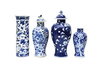 Lot 158 - A GROUP OF FOUR CHINESE BLUE AND WHITE VASES