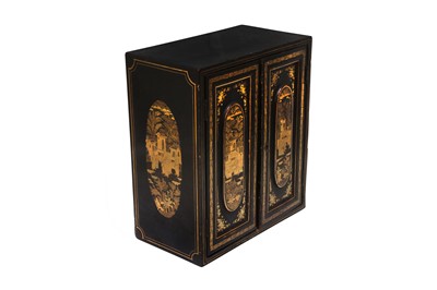Lot 428 - A CHINESE LACQUERED TABLETOP CABINET