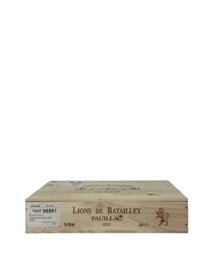 Lot 61 - Lions de Batailley, 2nd wine of Chateau Batailley, Pauillac, 2015, six bottles (OWC)