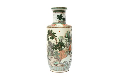 Lot 539 - A CHINESE FAMILLE-VERTE ROULEAU VASE