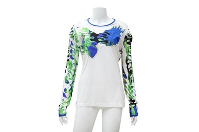 Lot 703 - Versace Off White Print Long Sleeve Top - Size L