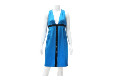 Lot 132 - Chanel Turquoise Silk Sleeveless Dress - Size 38