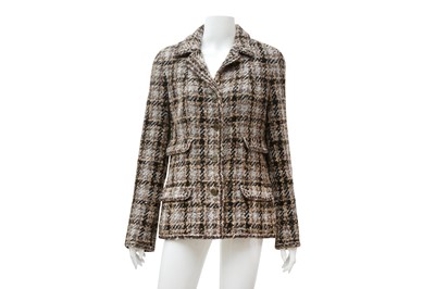 Lot 461 - Chanel Brown Tweed CC Logo Jacket - Size 40