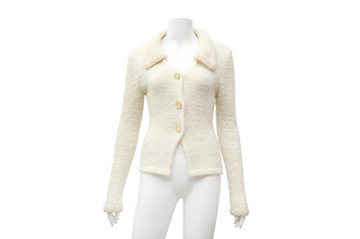 Lot 546 - Chanel Cream Wool CC Logo Cardigan - Size 40