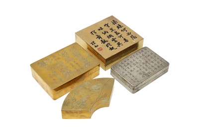 Lot 242 - A GROUP OF FOUR CHINESE PAKTONG INK BOXES