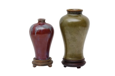 Lot 283 - TWO CHINESE MONOCHROME VASES