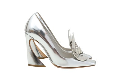 Lot 796 - Christian Dior Silver Angled Heeled Pump - Size 36.5