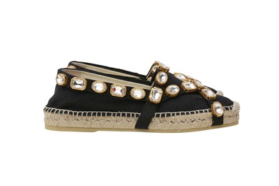 Lot 632 - Gucci Black Embellished Flat Espadrille - Size 38