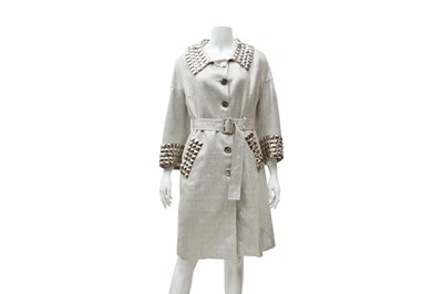 Lot 803 - Burberry Metallic Silver Embellished Coat - Size 42