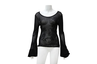 Lot 748 - Chanel Black Floral Sheer Knit Top - Size 42