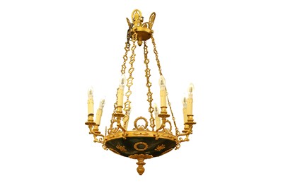 Lot 849 - AN EMPIRE STYLE GILT METAL CHANDELIER, EARLY TO MID 20TH CENTURY
