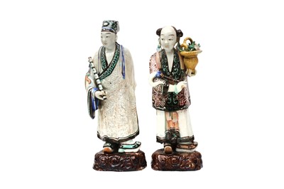 Lot 488 - TWO CHINESE FAMILLE-VERTE FIGURES