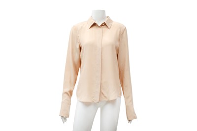 Lot 484 - Chanel Beige Silk Classic Shirt - Size 36