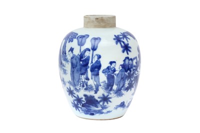 Lot 224 - A CHINESE BLUE AND WHITE 'FIGURAL' JAR